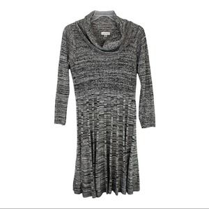 Women’s Calvin Klein Marled Knit Cowl Neck Long Sleeve Dress, Size 1X,Grey,Black
